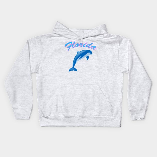 Florida Blue Dolphin Kids Hoodie by letnothingstopyou